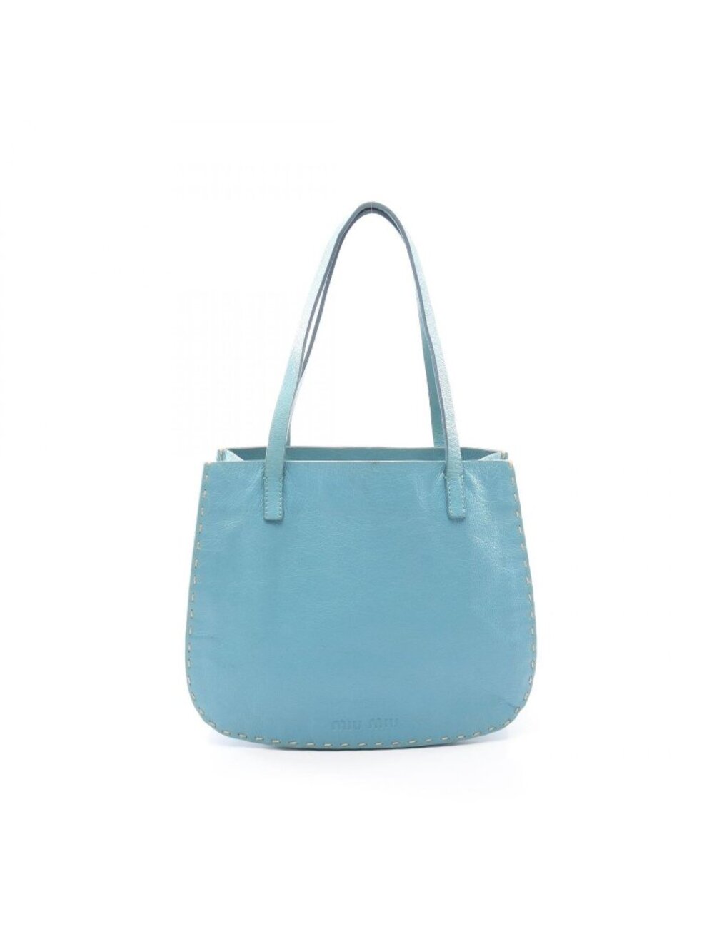 Miu Miu Handbag Logo Blue Leather